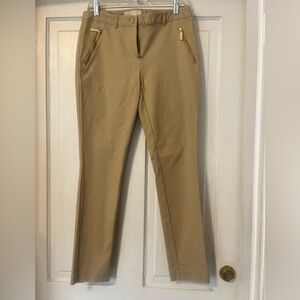 Michael Kors Camel Cropped Pants with Gold Accents